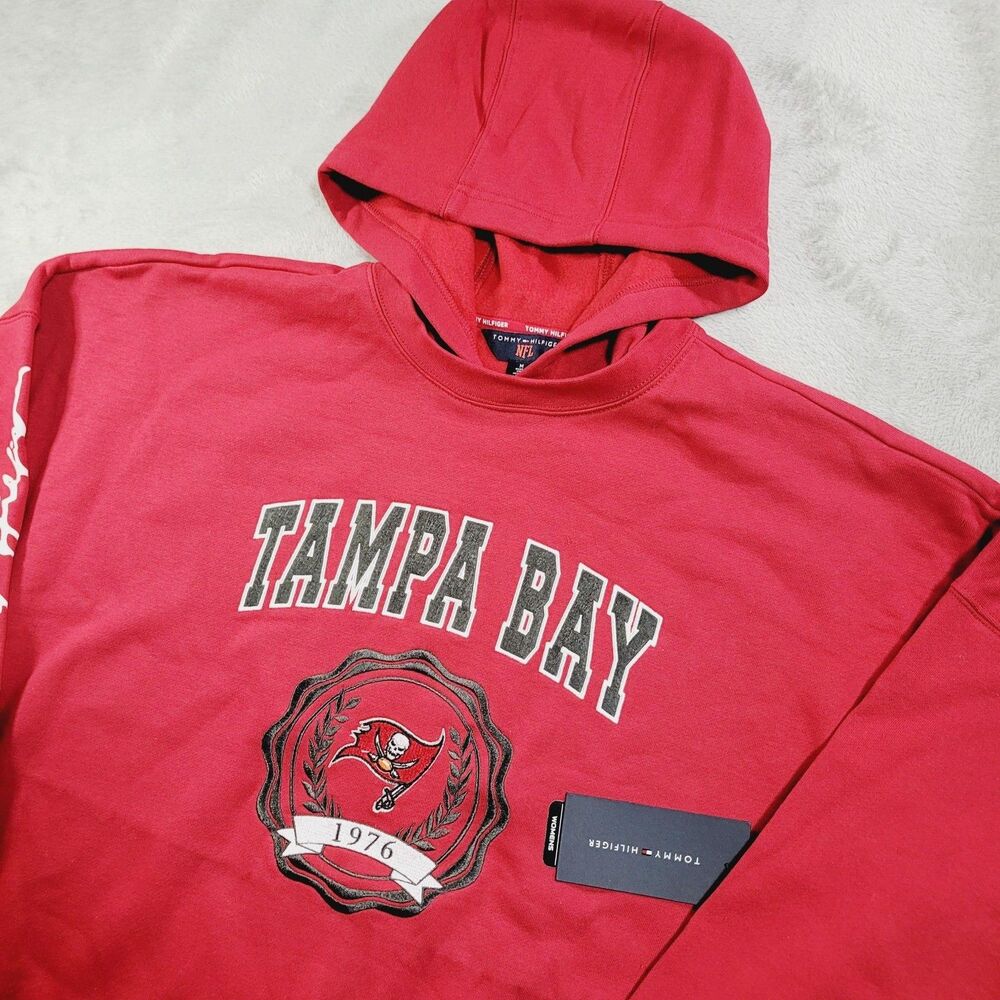 Tampa Bay Buccaneers Sweatshirt Womens M Red NFL Football Tommy Hilfiger Hoodie